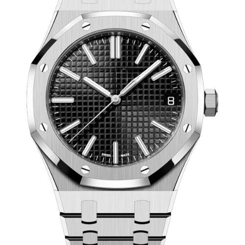 Premium Automatic Watch Black Dial – White 904L Steel – 41mm