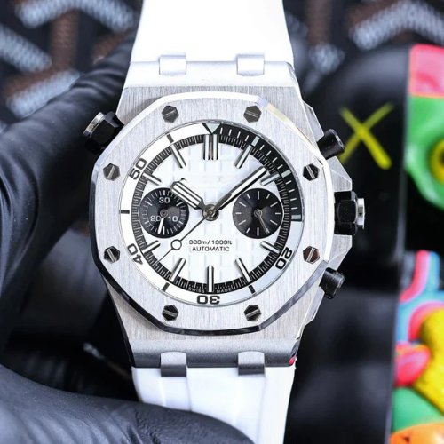 Sport Chronograph Watch White – White Rubber – 42mm