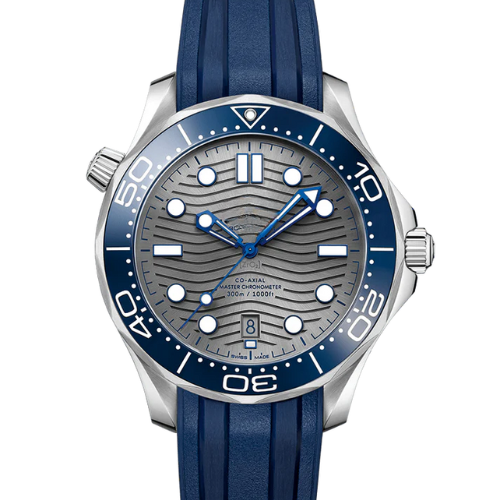 Classic Diver Watch 300M – Blue Bezel & Grey Wave Dial – Blue Rubber – Automatic – 42mm