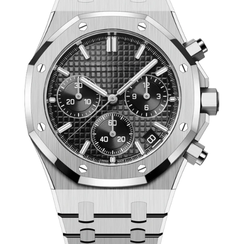 Classic Chronograph Watch Black Silver – 904L Steel – 41mm (Quartz)
