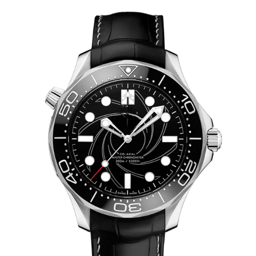 Classic Diver Watch 300M – Black Steel – Leather Strap – Automatic – 42mm