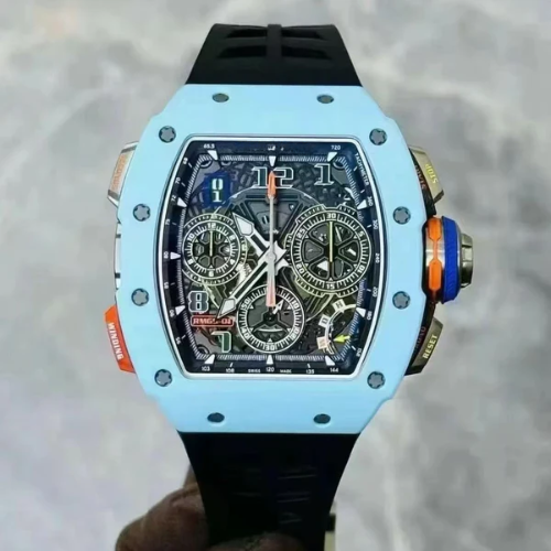 Racing Sport Watch - Automatic Flyback Chronograph - Baby Blue Ceramic