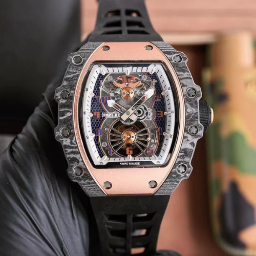 Skeleton Sport Watch - Tourbillon Aerodyne - Rose Gold Ceramic & Black Rubber