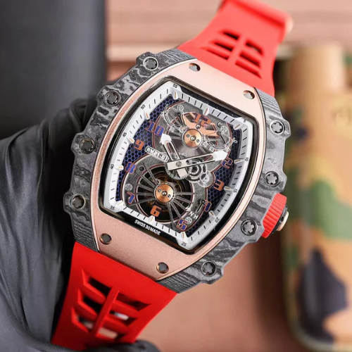 Skeleton Sport Watch - Tourbillon Aerodyne - Black Ceramic & Red Rubber